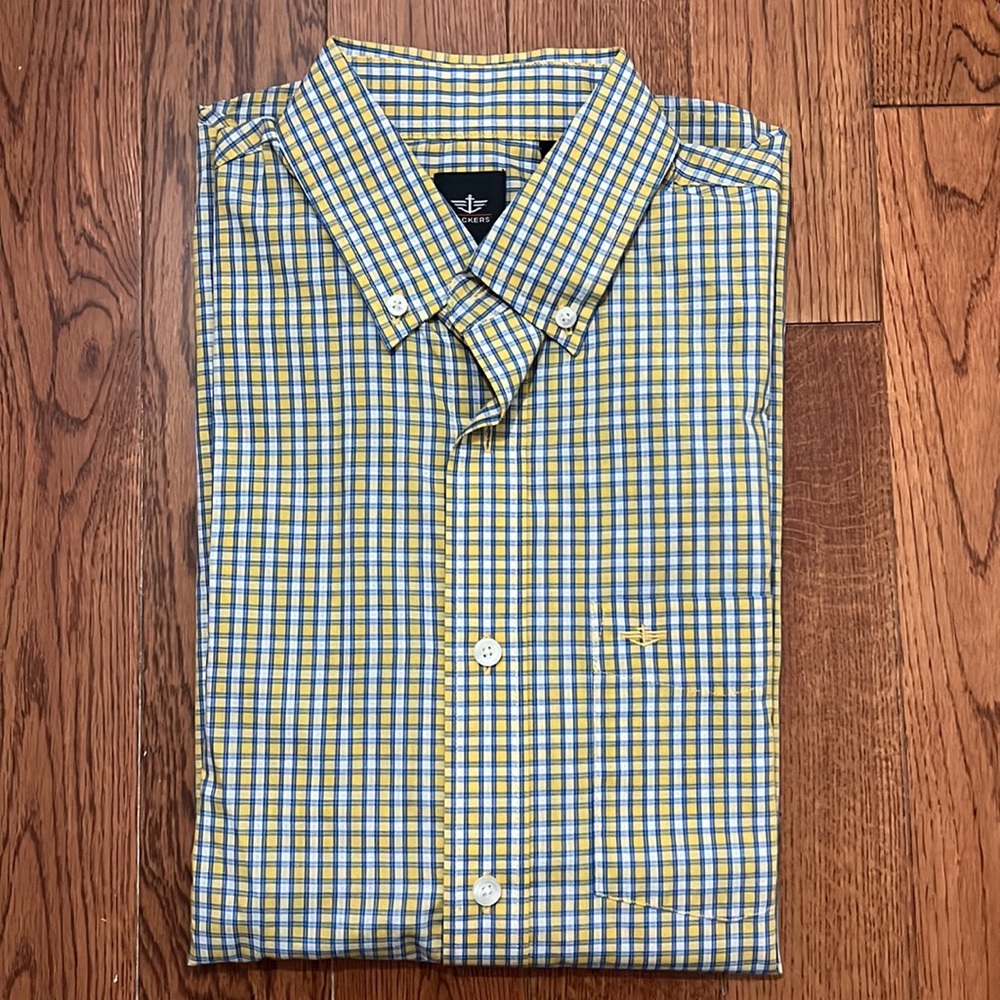 🆕NWOT DOCKERS Men’s Short Sleeve Checkered Shirt, Size Small